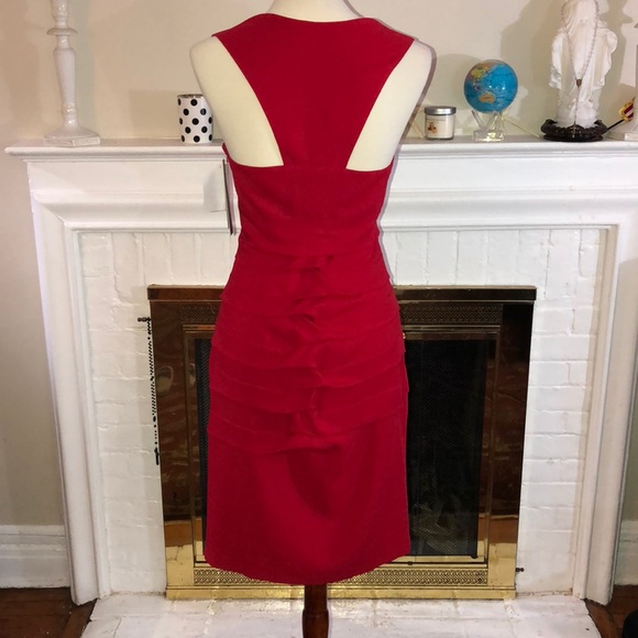 Nicole Miller stretch silk red cocktail dress - Picture 4 of 6